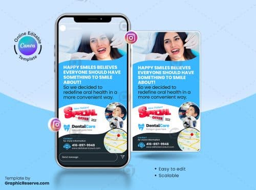 Dental Service Instagram Story Banner Canva Template