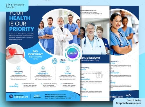 Medical Flyer Design Canva Template 3 in 1 Bundle