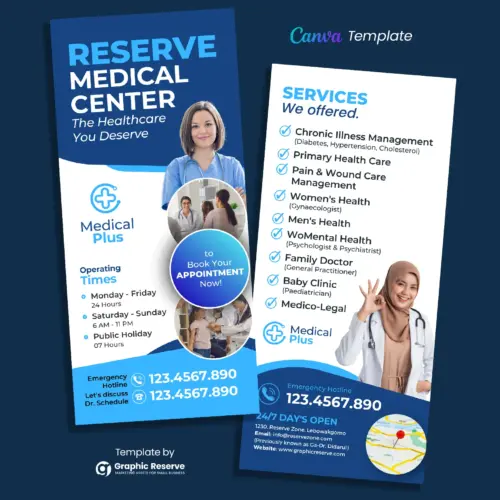 Medical Healthcare DL Flyer Canva Template