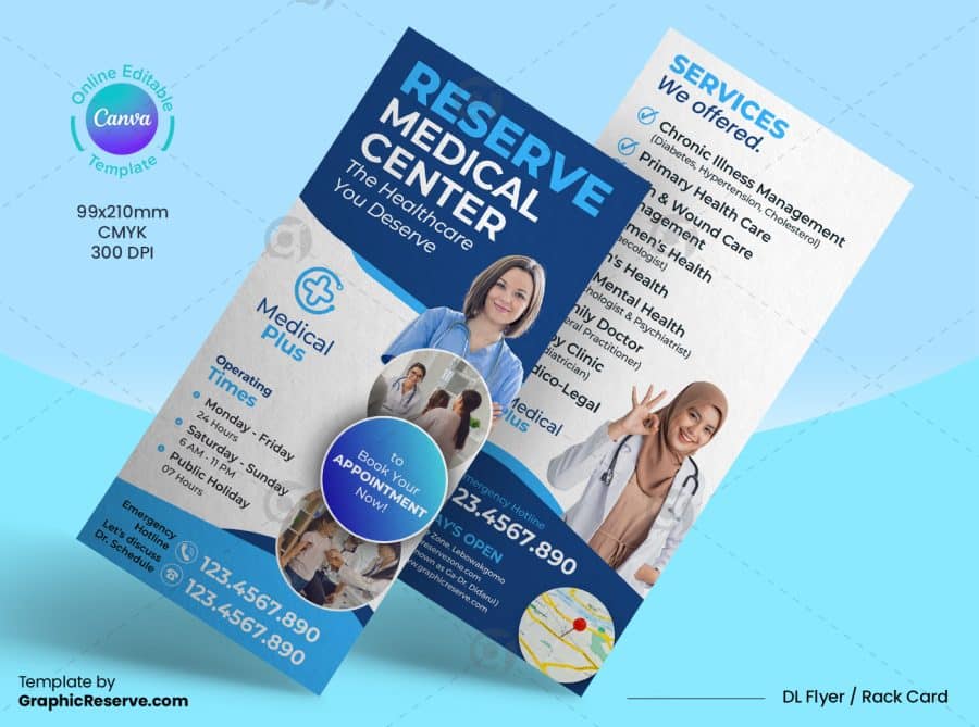 Medical Healthcare DL Flyer Canva Template