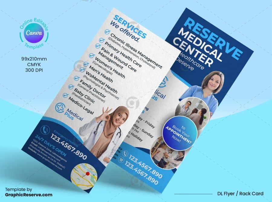 Medical Healthcare DL Flyer Canva Template.b