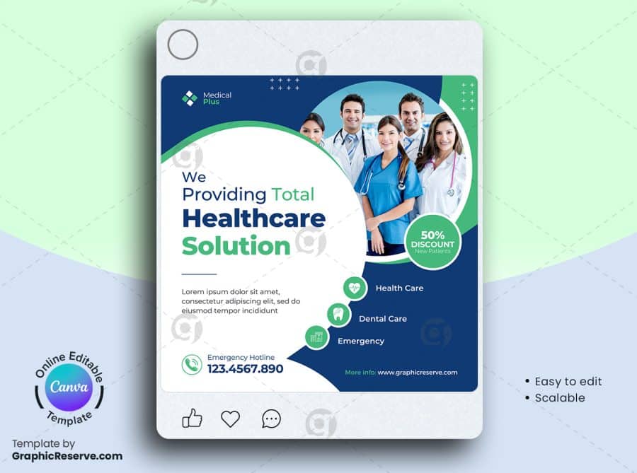 Medical Healthcare Social Media Banner Canva Template