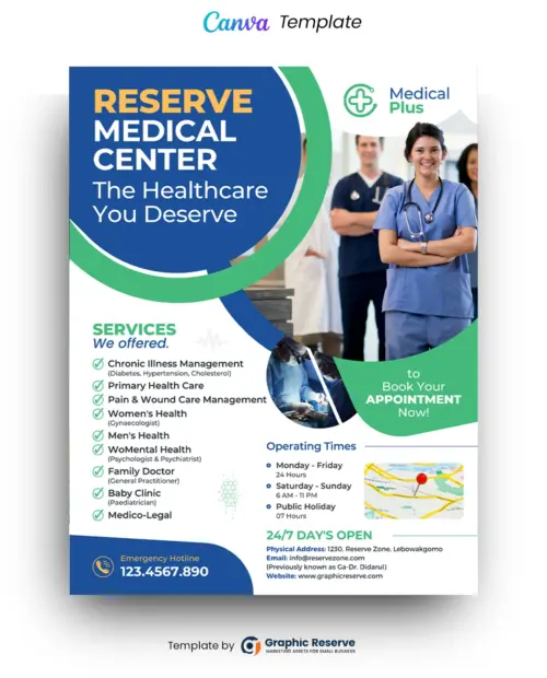 Medical Service Flyer Canva Template