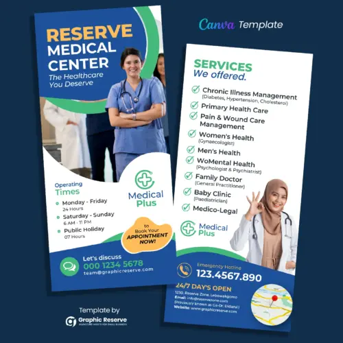 Medical Service Rack Card Design Canva Template