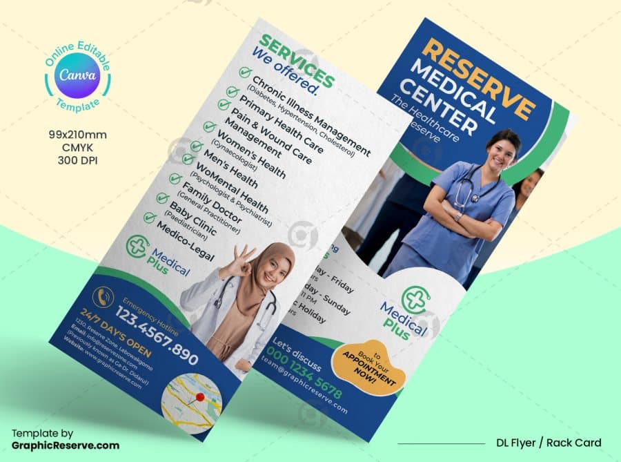 Medical Service Rack Card Design Canva Template.b