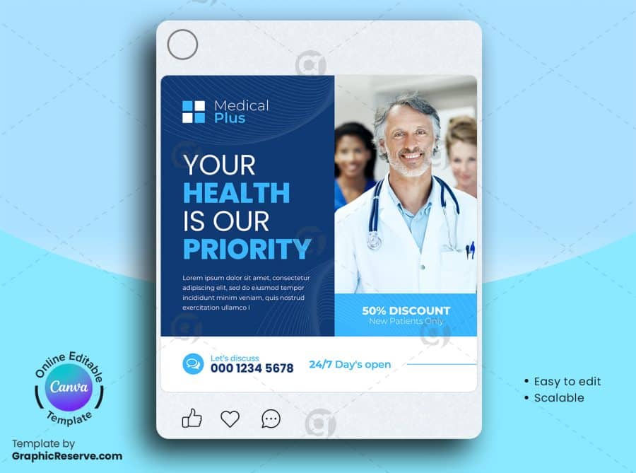 Medical Social Media Post Canva Template