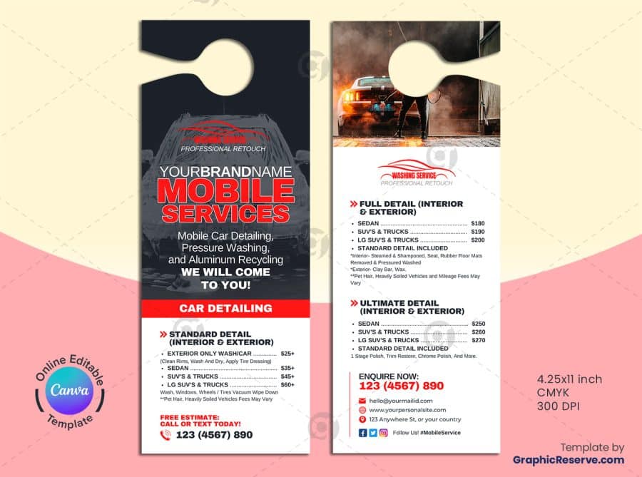 Mobile Car Wash Door Hanger