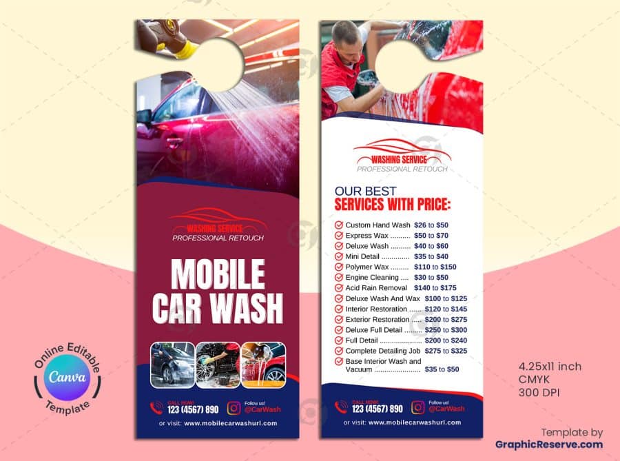 Mobile Car Wash Door Hanger