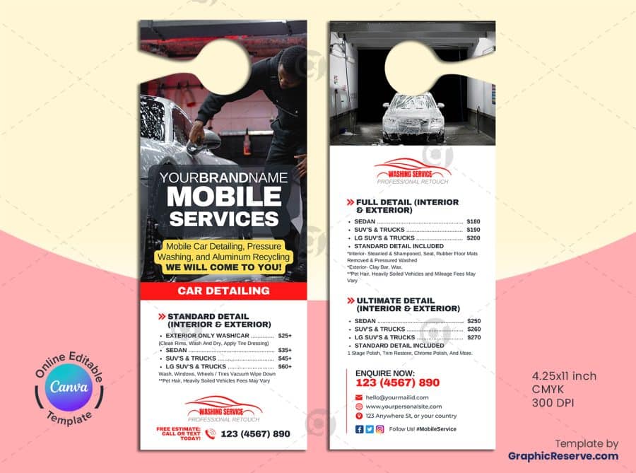 Mobile Car Wash Door Hanger Design