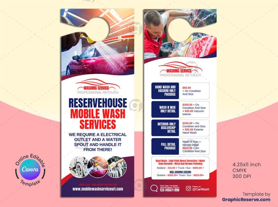 Mobile Wash Service Door Hanger