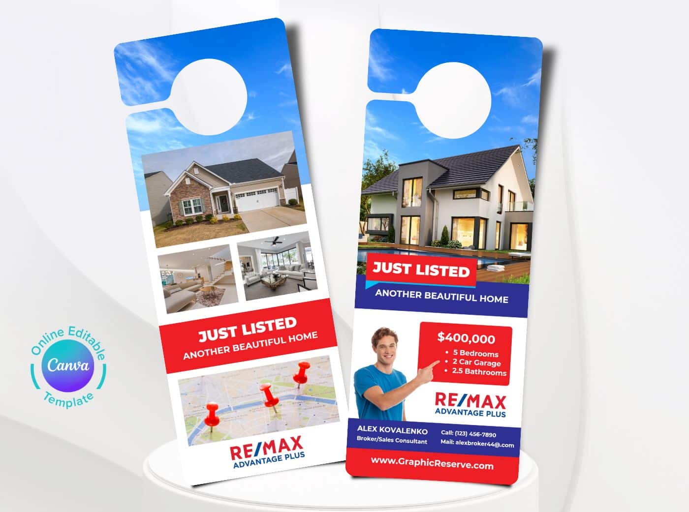 RE MAX Real Estate Broker Door Hanger Template