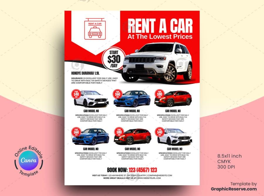Rent A Car Flyer Design