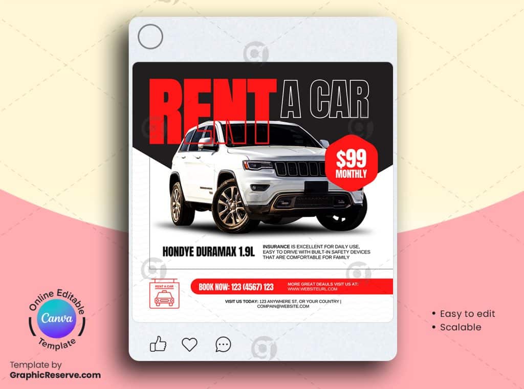 Rent A Car Social Media Banner