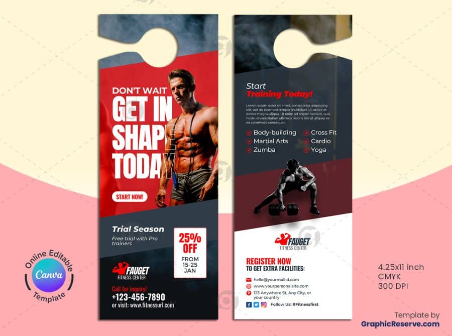 Fitness Gym Door Hanger