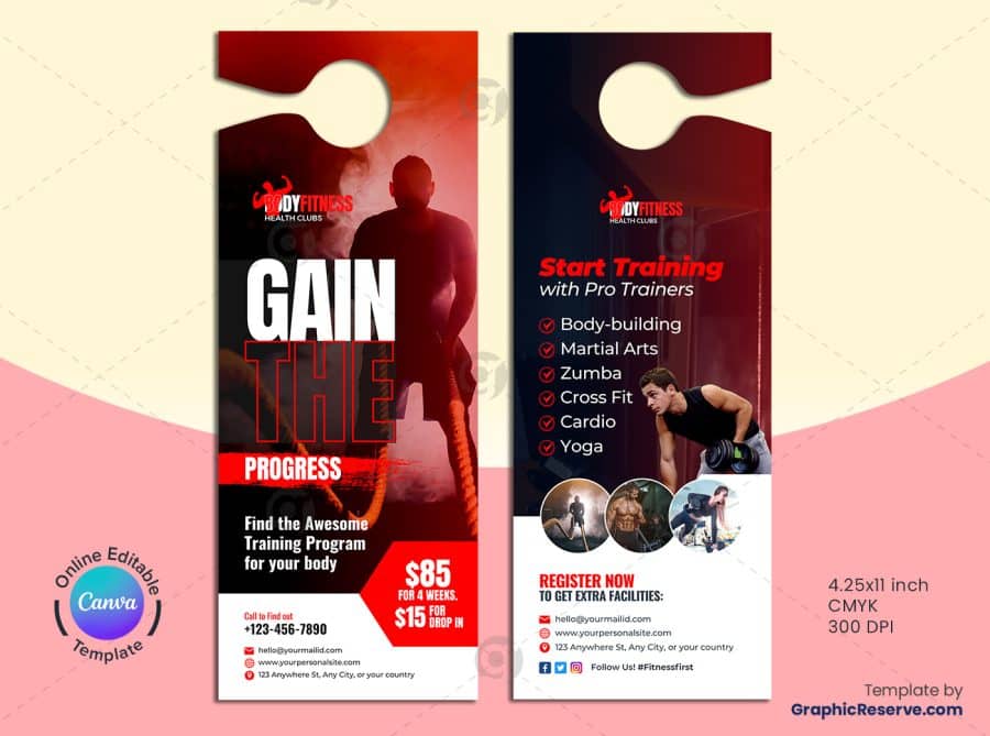 Fitness Gym Door Hanger
