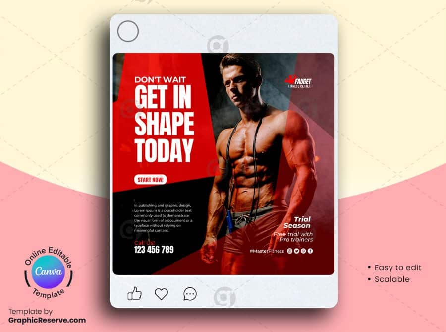 Fitness Gym Social Media Banner 3v