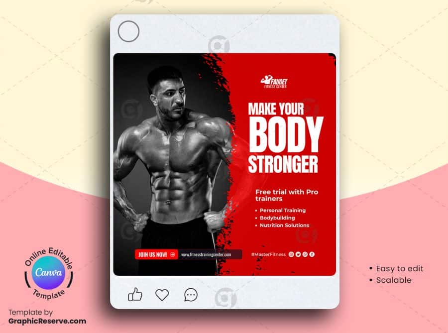 Fitness Gym Social Media Banner 8v
