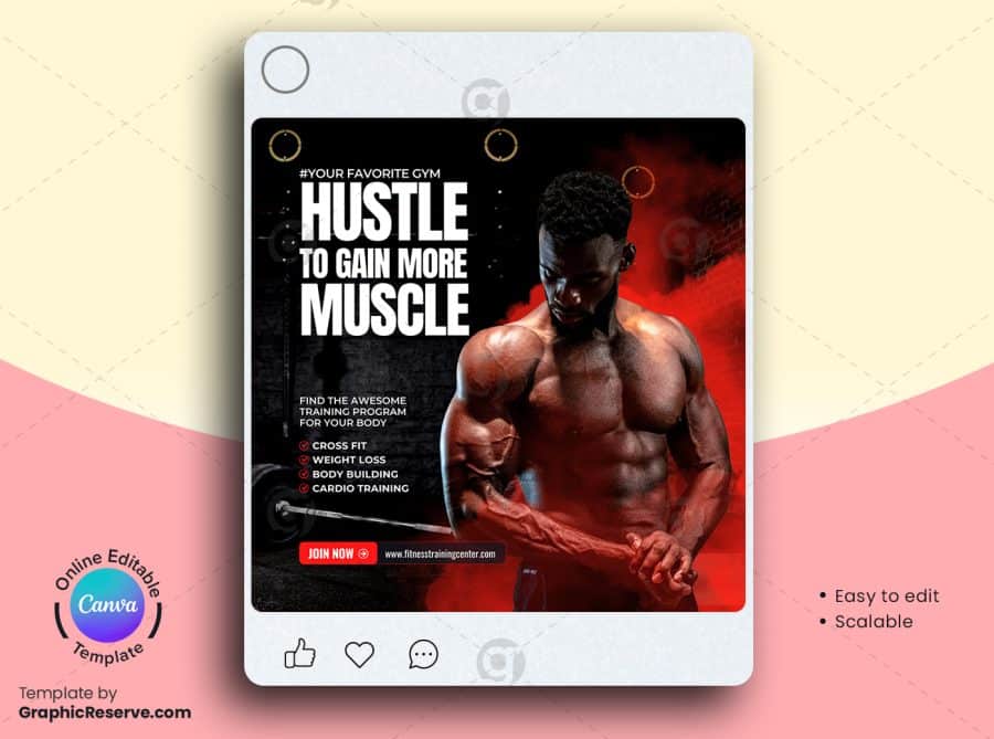 Fitness Gym Social Media Post 3v