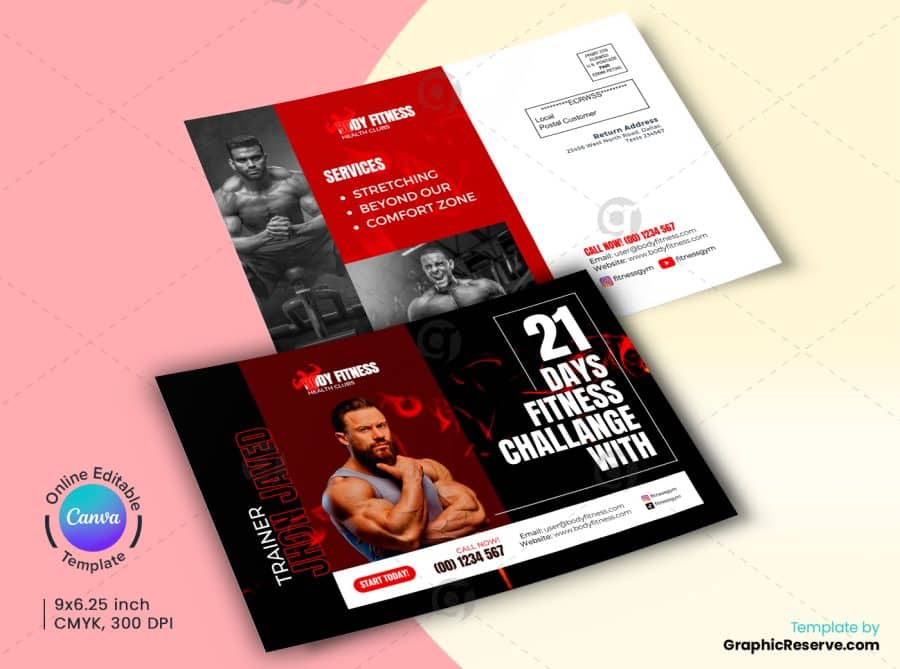 Fitness Trainer EDDM Mailer Canva Template