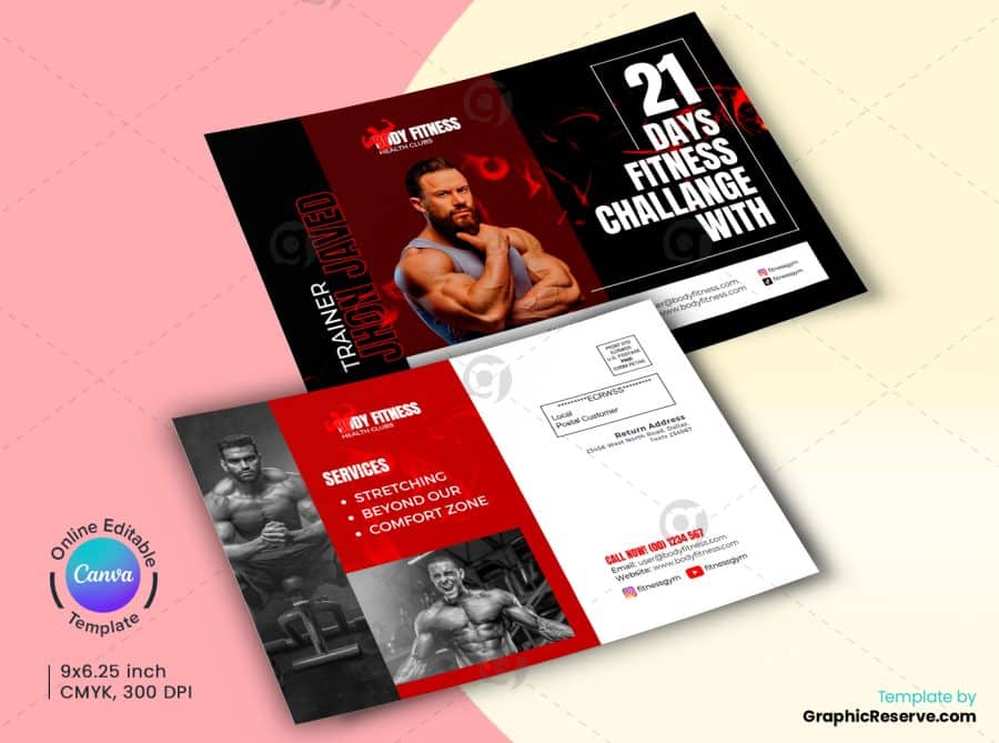 Fitness Trainer EDDM Mailer Canva Template.b