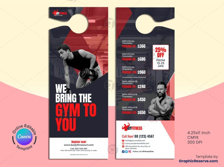 Gym Price List Door Hanger