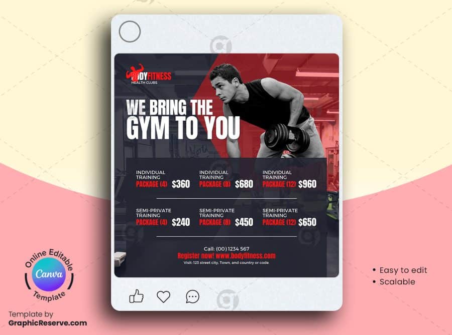 Gym Price List Social Media Banner