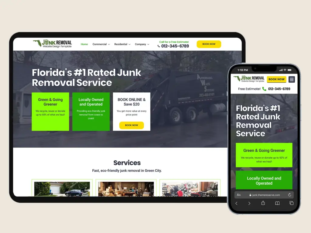 Junk Removal Website Design Template WordPress Elementor