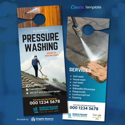 Pressure Washing Door Hanger Flyer (Canva Design Template)