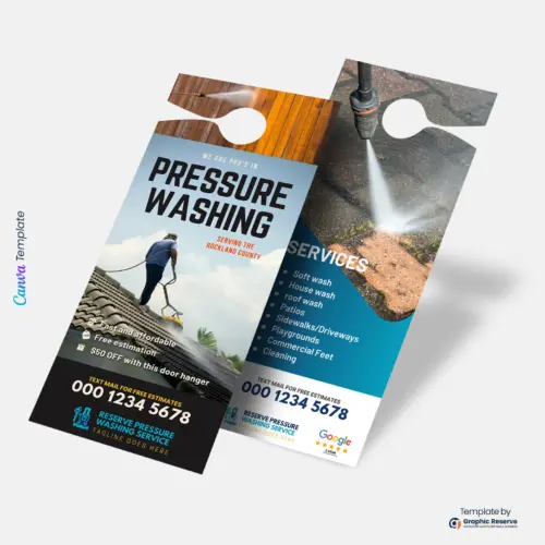 Pressure Washing Door Hanger Flyer (Canva Design Template)