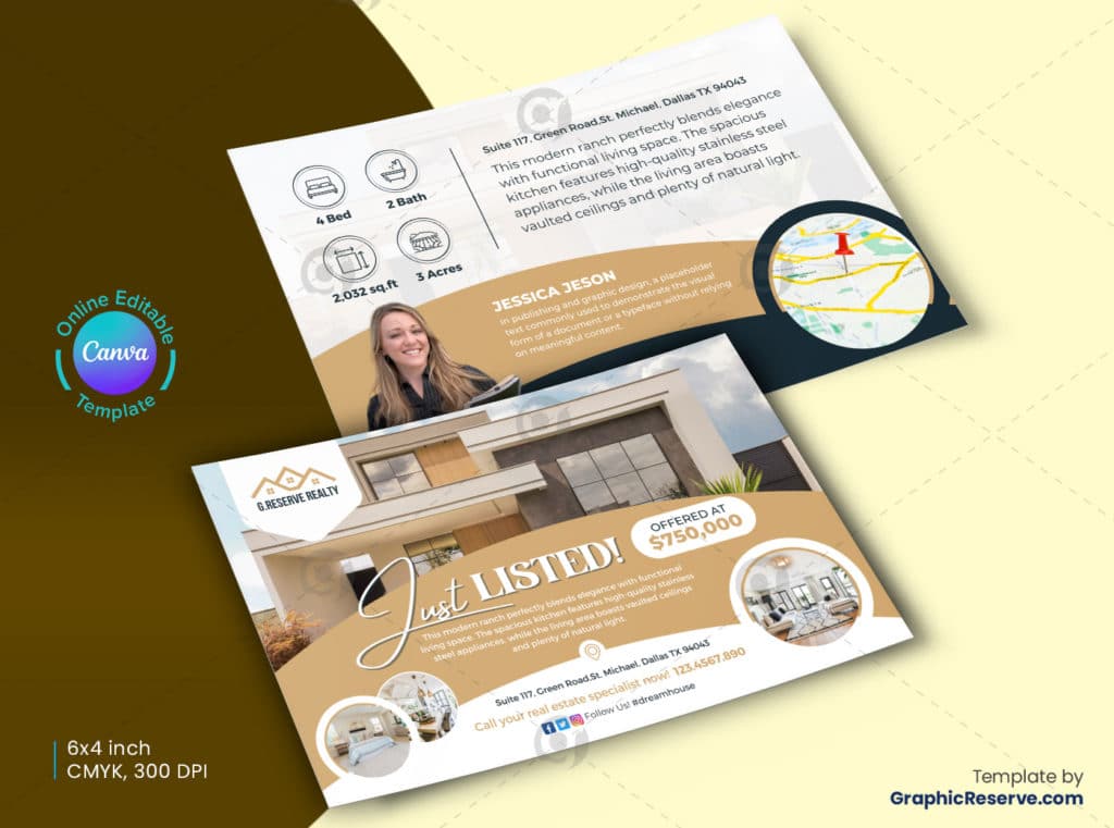 Just Listed Real Estate Postcard Template
