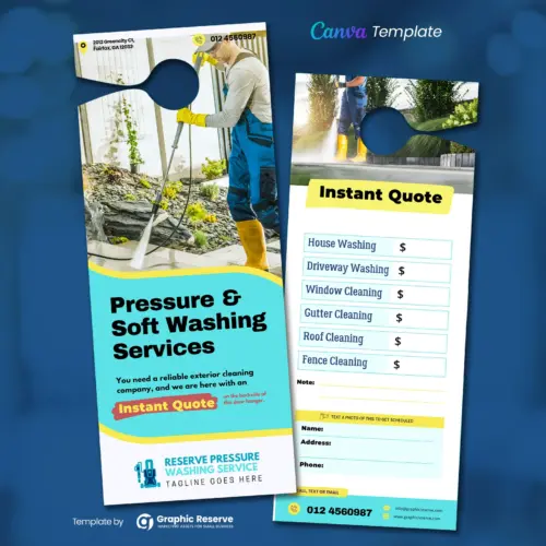 Instant Quote Pressure Washing Door Hanger Design Canva Template