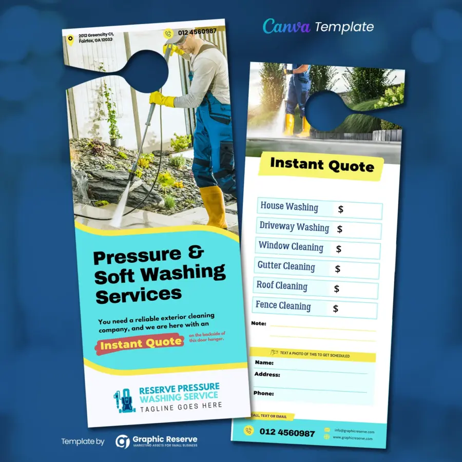 Instant Quote Pressure Washing Door Hanger Design Canva Template