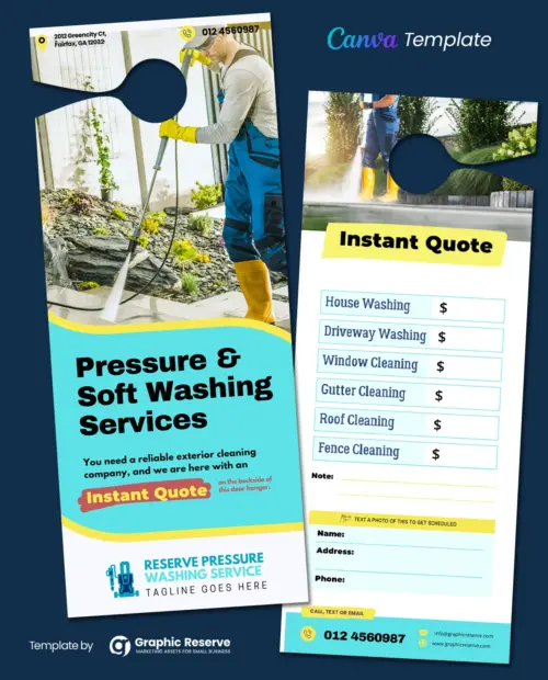 Instant Quote Pressure Washing Door Hanger Design Canva Template