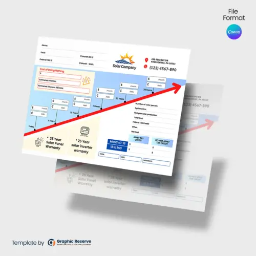Solar Costing / Price Quote Flyer/Postcard Template (Canva Format)