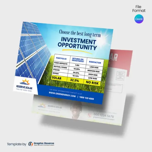 Solar Direct Mail EDDM Postcard Design Canva Template