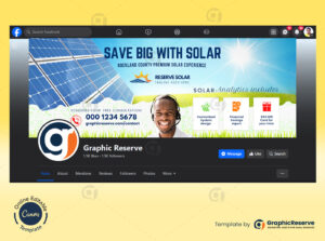 Solar business facebook cover design Canva template