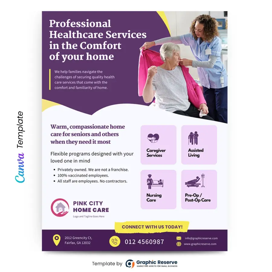 Elder Care and Home Care Flyer (Canva Template)