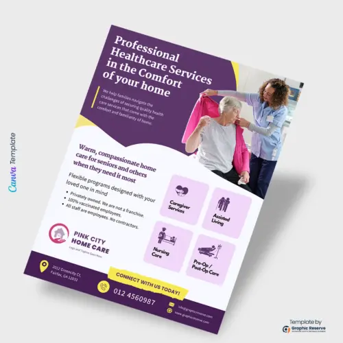Elder Care and Home Care Flyer (Canva Template)
