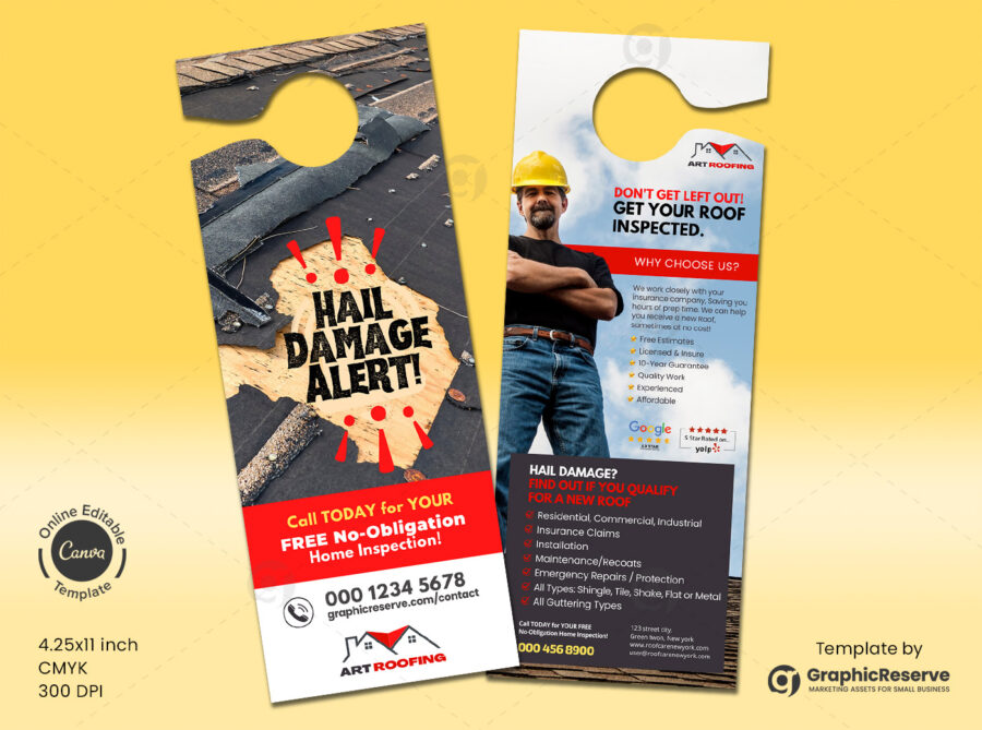 Roof Storm Hail Damage Alert Door Hanger Template