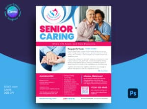 Senior Care Flyer template in Photoshop and Canva editable 1