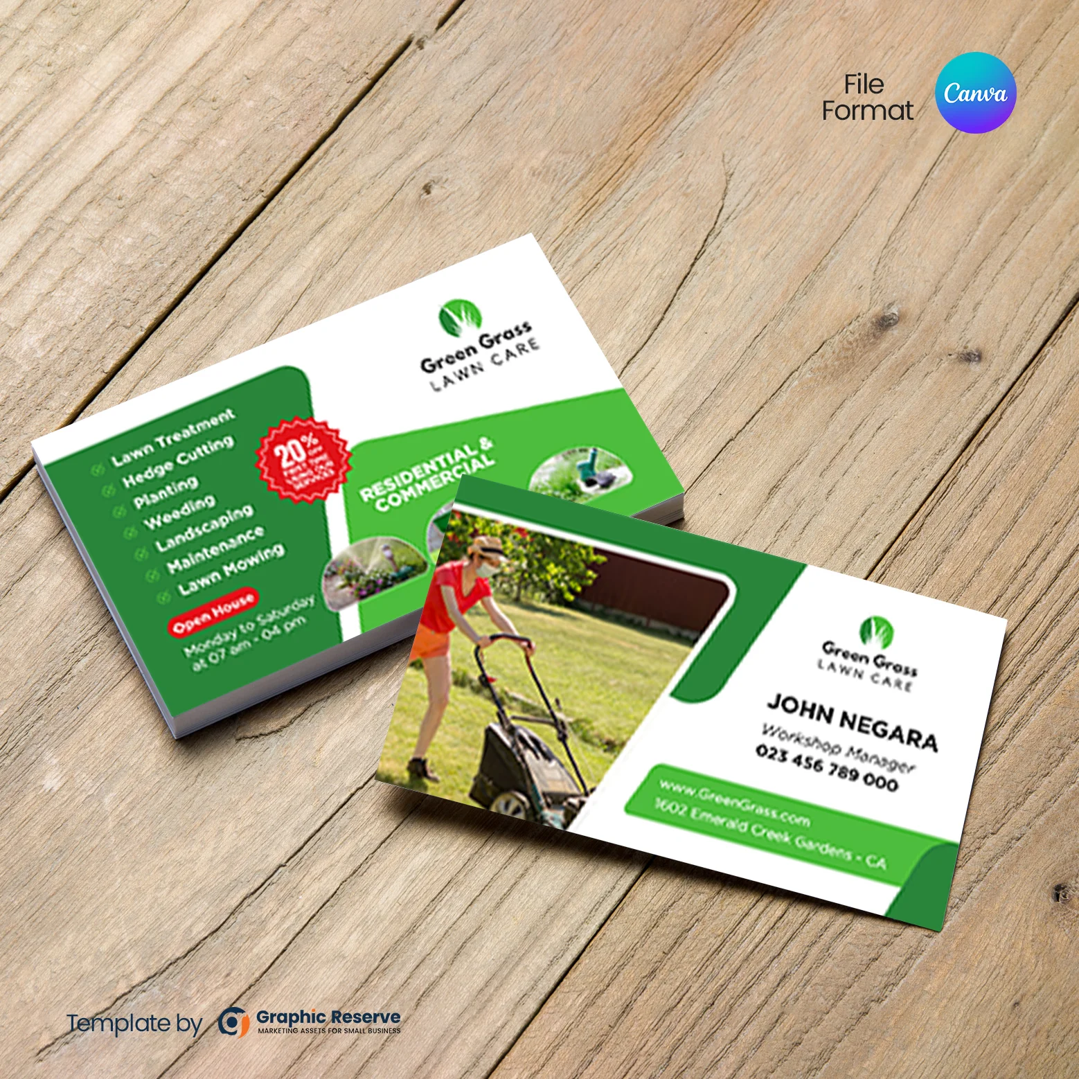 Lawn Care Landscaping Services Grass Business Card