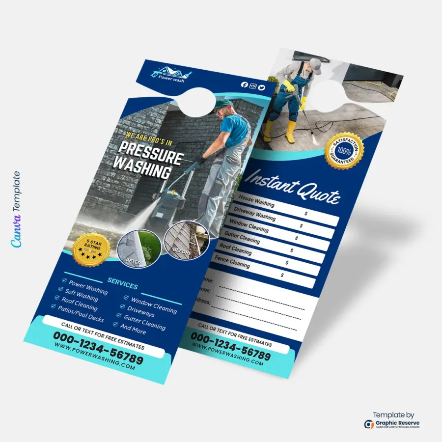 Custom Pressure Washing Door Hanger Design | Printable Canva Marketing Template
