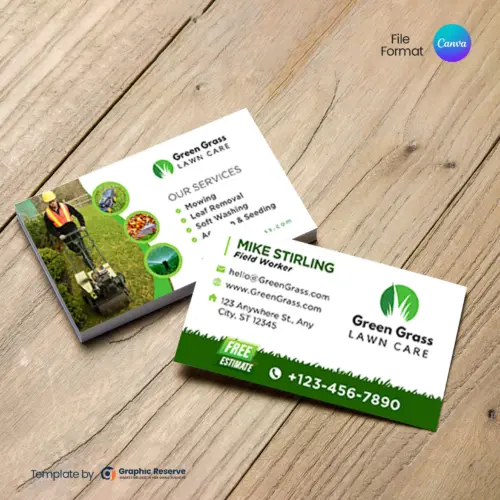 Landscaping Green Grass Cutting Services Business Card