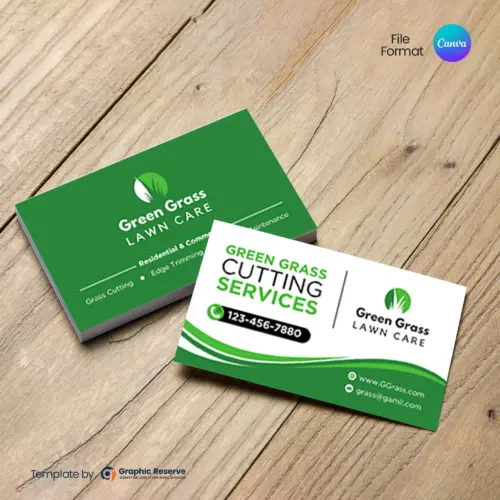 Lawn Care Green Grass Cutting Services Business Card