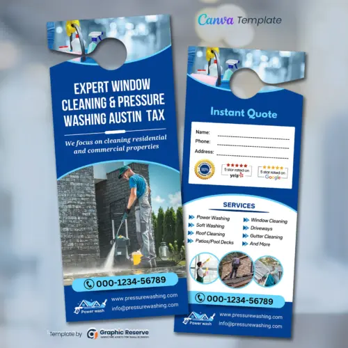 Pressure Washing Door Hanger design Template