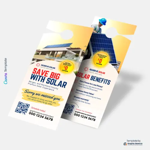 Modern Solar Door Hanger Design Template (Canva)