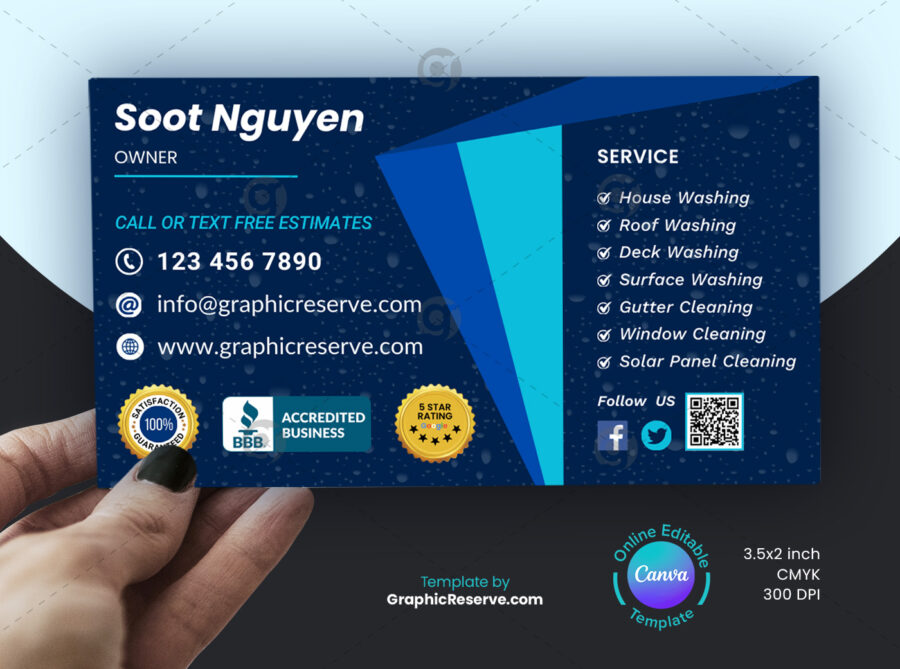Pressure washing business card back side template