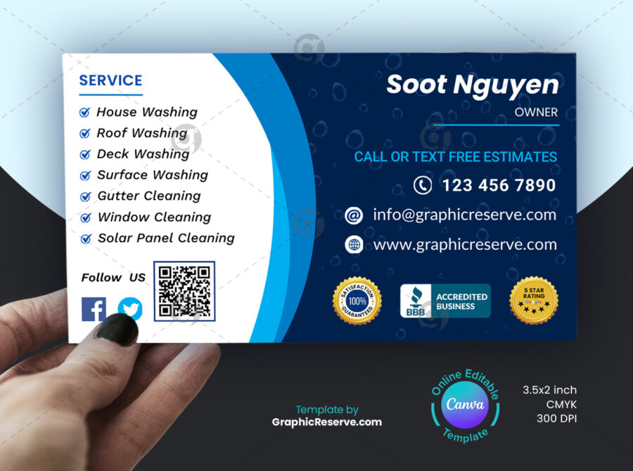 Pressure washing business card back side template