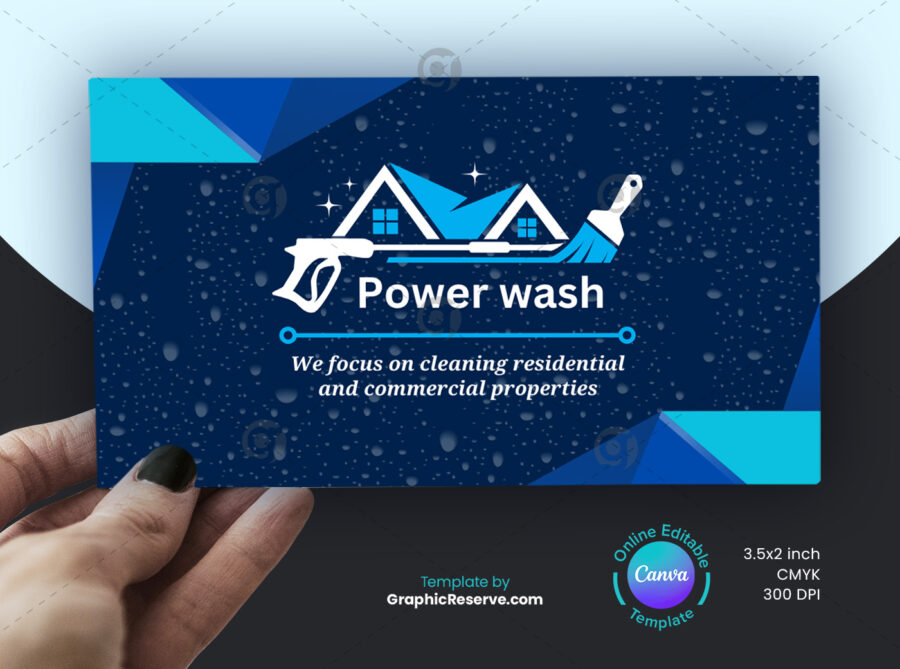 Pressure washing business card front side template