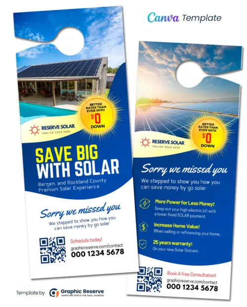 Solar Door Hanger Design Canva Template